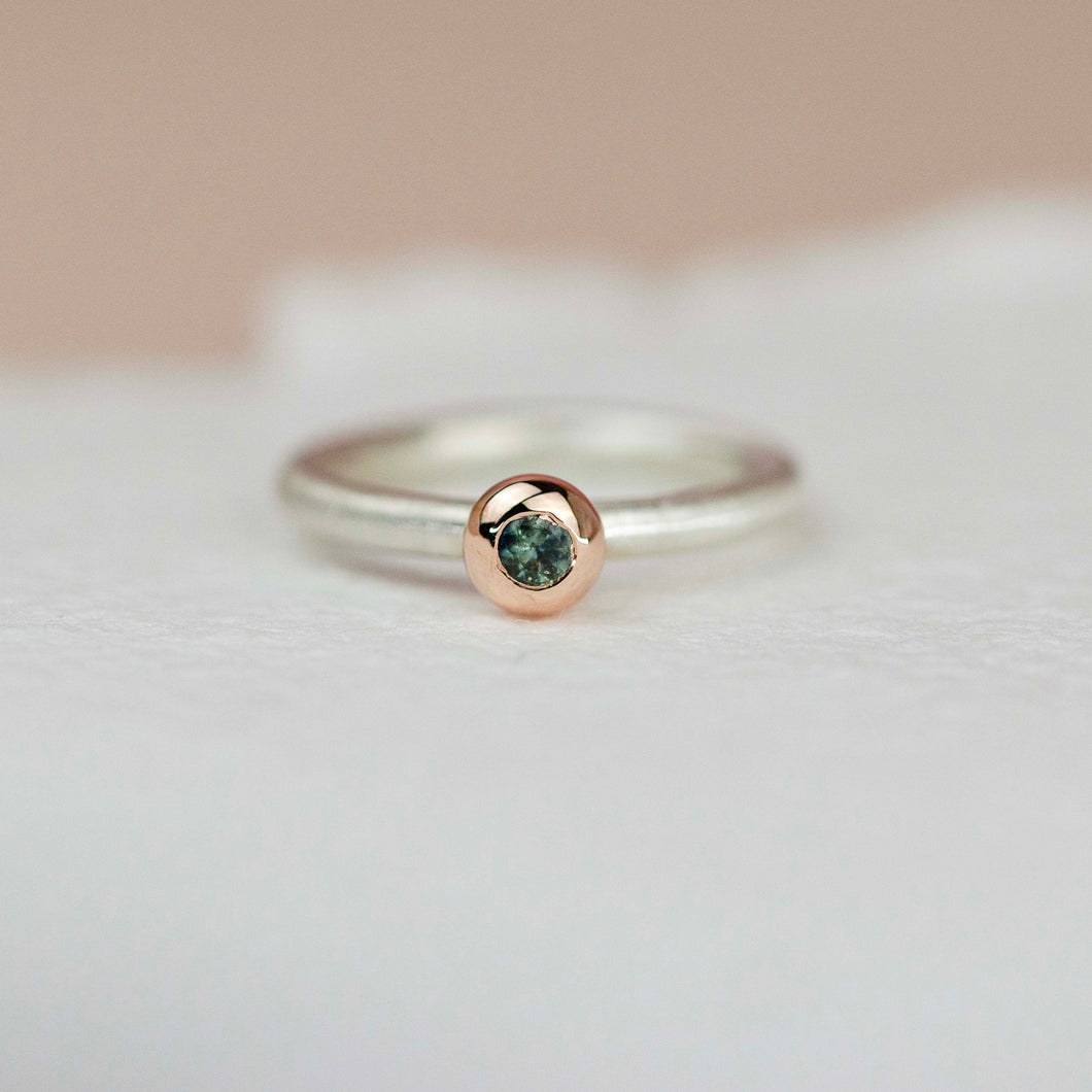 ORIGO S gyűrű rozéarany foglalat zöld zafír - 53 méret